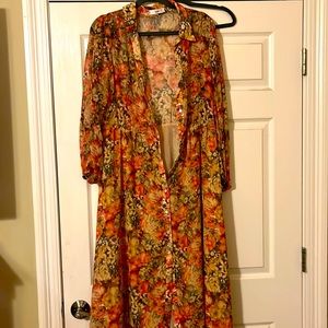 Mango sheer top floral maxi dress
